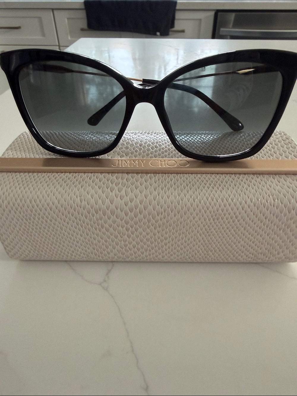 Jimmy Choo Black Cat-Eye Sunglasses